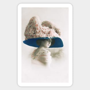 Edwardian lady in large picture hat Sticker